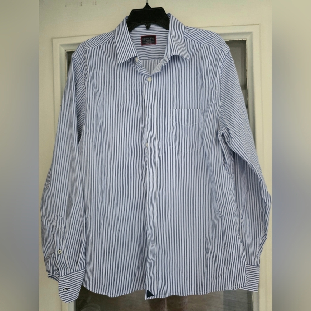 UNTUCKit Blue Striped Men's Button Down Dress Shirt XL Extra Large